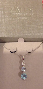 BLUE AND WHITE DIAMOND NECKLACE IN STERLING SILVER