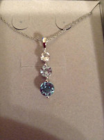 BLUE AND WHITE DIAMOND NECKLACE IN STERLING SILVER