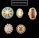 NINE FASHION RINGS Lot $20 TAKES ALL! adjustable and stretch bands