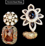 NINE FASHION RINGS Lot $20 TAKES ALL! adjustable and stretch bands