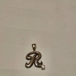 Sterling SILVER Charm Script Initial R Pendant 925 Jewelry