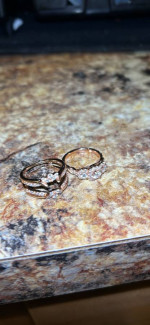 Rose gold and diamond engagement ring set