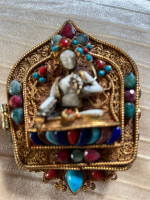 SALE  Tibetan Mahakala Goldplated 92.5 Sterling Silver Gold Ruby MOR