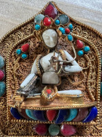 SALE  Tibetan Mahakala Goldplated 92.5 Sterling Silver Gold Ruby MOR