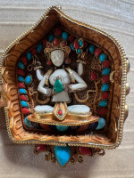 SALE  Tibetan Mahakala Goldplated 92.5 Sterling Silver Gold Ruby MOR