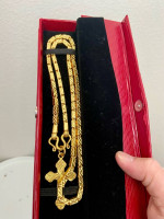 6 baht chain with 1 baht pendant 23k gold