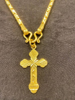 6 baht chain with 1 baht pendant 23k gold