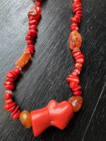 CORAL AND SEMI PRECIOUS STONE NECKLACE