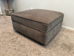 38x38 Large Ashley Grey Chenille Storage Sofa Ottoman w/ Flip Top Storage Table