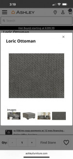 38x38 Large Ashley Grey Chenille Storage Sofa Ottoman w/ Flip Top Storage Table