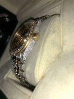 36 mm Rolex date just 18k gold two tone custom 9 carrots ice