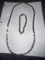 Italian made by Braccio 14k custom two tone 1 of 1 chain and bracelte set
