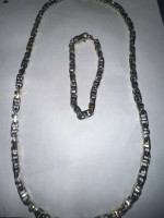 Italian made by Braccio 14k custom two tone 1 of 1 chain and bracelte set