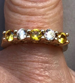 14K LeVian® Yellow Sapphire and Diamond Ring Size 5