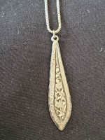 Sterling Silver Tear Drop Charm on 16 in Box Chain.