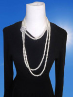 three strand faux white pearls with attached rhinestone detail faux br