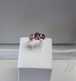 CUSTOM DESIGN EMERALD CUT AMETHYST FASHION ESTATE RING 10K GOLD Sz.5