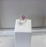 14K GOLD AMETHYST PEAR and DIAMOND CUSTOM MADE RING ESTATE SALE Sz 5.5