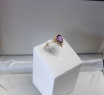 14K GOLD AMETHYST PEAR and DIAMOND CUSTOM MADE RING ESTATE SALE Sz 5.5