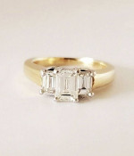 PLATINUM & GOLD DIAMOND EMERALD CUT RING
