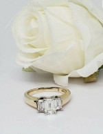 PLATINUM & GOLD DIAMOND EMERALD CUT RING