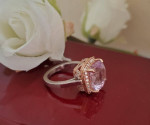 18kt. TWO TONE KUNZITE & DIAMOND RING