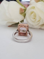 18kt. TWO TONE KUNZITE & DIAMOND RING