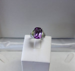 14K White Gold Amethyst Peridot and Diamond Estate Sale Ring Sz 8 WOW!