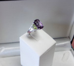 14K White Gold Amethyst Peridot and Diamond Estate Sale Ring Sz 8 WOW!