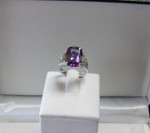 14K White Gold Amethyst Peridot and Diamond Estate Sale Ring Sz 8 WOW!