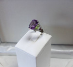 14K White Gold Amethyst Peridot and Diamond Estate Sale Ring Sz 8 WOW!