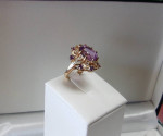 14K GOLD AMETHYST DIAMOND CLUSTER SWIRL DESIGN RING ESTATE SALE Sz 7