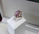 14K GOLD AMETHYST DIAMOND CLUSTER SWIRL DESIGN RING ESTATE SALE Sz 7