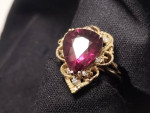 7 1/2 ct. rhodolite garnet 14K ring with eight diamonds