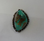 Vintage Sterling Silver Southwest Huge Turquoise Slide Pendant Estate