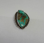 Vintage Sterling Silver Southwest Huge Turquoise Slide Pendant Estate
