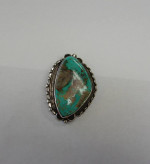 Vintage Sterling Silver Southwest Huge Turquoise Slide Pendant Estate