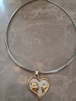 Winnie the Pooh and piglet heart charm Disney pendant .Sterling silver