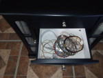 LARGE WOOD AND GLASS JEWELRY CABINET LOADED WITH QUALITY JEWELRY