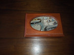 BEAUTIFUL WOODEN AND ETCHED GLASS JEWELRY BOX WITH ELEGANT JEWELRY INC