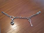 Tiffany and Co Key Charm Italy Sterling Silver Bracelet 7.5 Inch