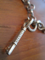 Tiffany and Co Key Charm Italy Sterling Silver Bracelet 7.5 Inch