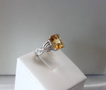 ORANGE CITRINE and DIAMOND 10K 2-tone GOLD LOCAL ESTATE SALE RING Sz.6