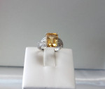 ORANGE CITRINE and DIAMOND 10K 2-tone GOLD LOCAL ESTATE SALE RING Sz.6
