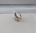 ORANGE CITRINE and DIAMOND 10K 2-tone GOLD LOCAL ESTATE SALE RING Sz.6