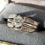 This is a custom made 1.11 Carat t.w diamond solitaire wedding set