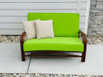 Bamboo Indoor or Outdoor Loveseat Sofa with New Sunbrella Cushions!