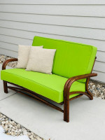 Bamboo Indoor or Outdoor Loveseat Sofa with New Sunbrella Cushions!