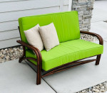 Bamboo Indoor or Outdoor Loveseat Sofa with New Sunbrella Cushions!