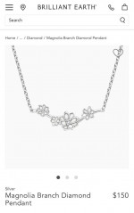 Brilliant Earth Silver Magnolia Diamond Earrings (2) and Necklace